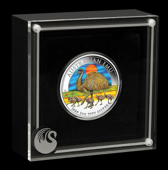 1 oz Strieborná minca Austrália Emu 2026 - Farebná 